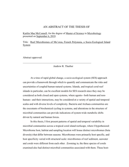 An Abstract of the Thesis Of