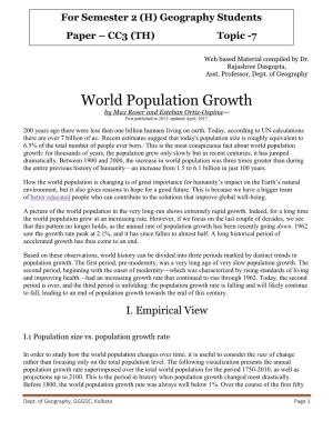 World Population Growth by Max Roser and Esteban Ortiz-Ospina[Cite] First Published in 2013; Updated April, 2017