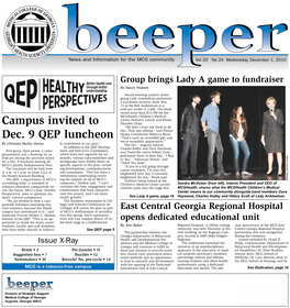 Beepernews and Information for the MCG Community Vol 20 No 24 Wednesday, December 1, 2010 Group Brings Lady a Game to Fundraiser by Stacey Hudson