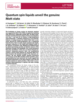 Quantum Spin Liquids Unveil the Genuine Mott State