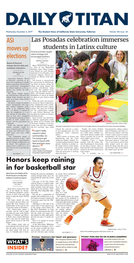 ASI Moves up Elections Honors Keep Raining in for Basketball Star
