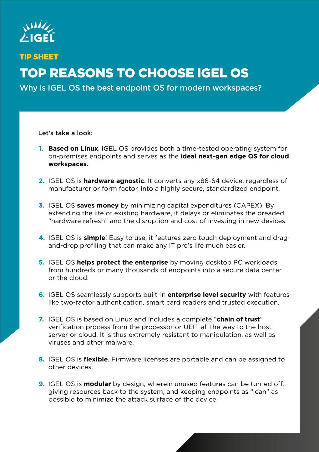 TOP REASONS to CHOOSE IGEL OS Why Is IGEL OS the Best Endpoint OS for Modern Workspaces?