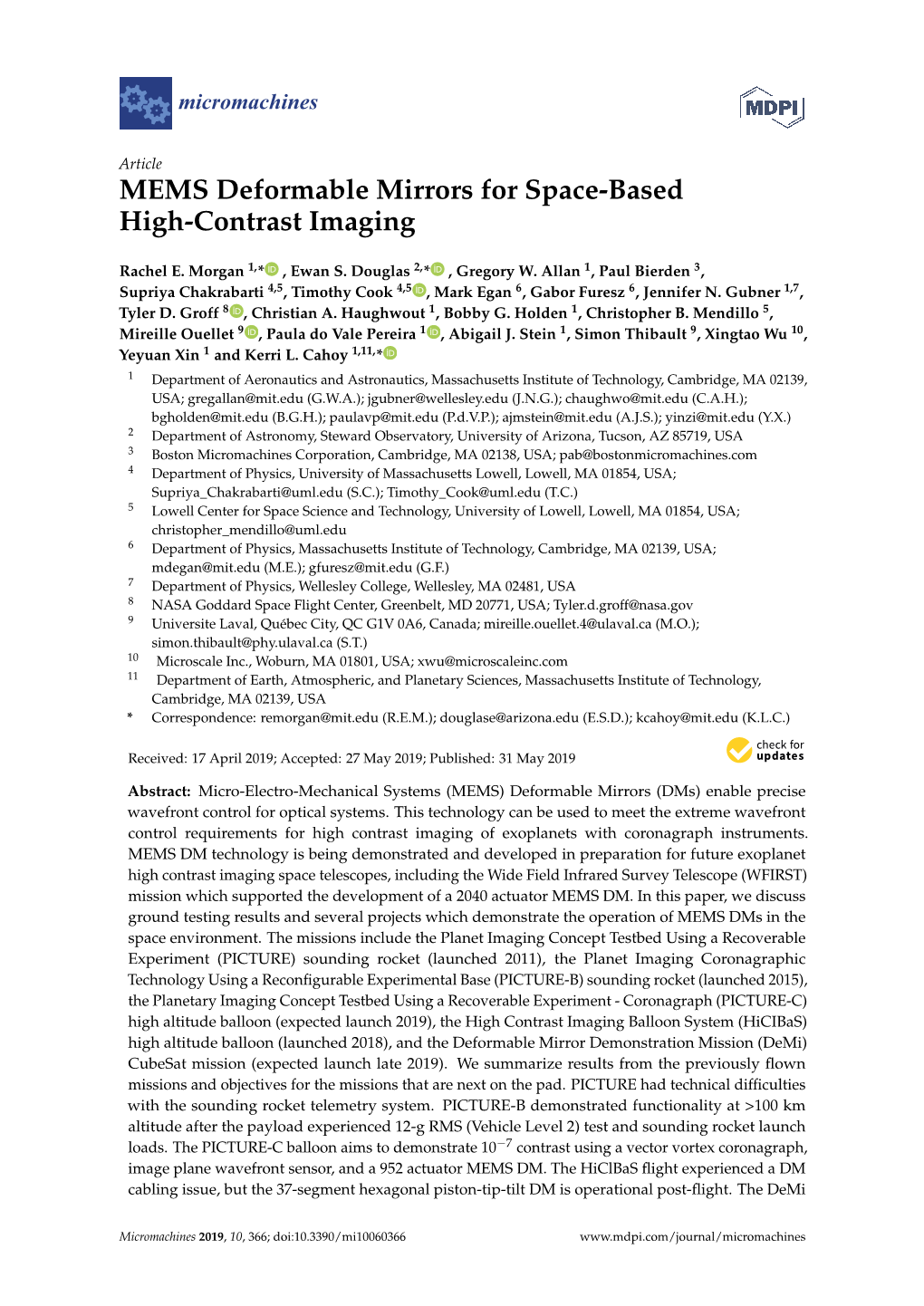 MEMS Deformable Mirrors for Space-Based High-Contrast Imaging