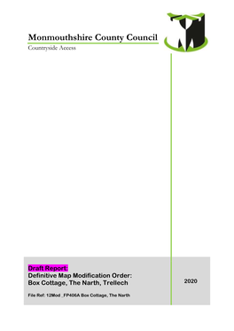 Definitive Map Modification Order: Box Cottage, the Narth, Trellech 2020