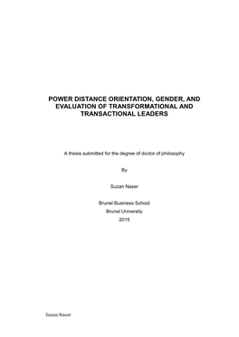 Power Distance Orientation, Gender, and Evaluation of Transformational and Transactional Leaders