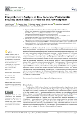 Comprehensive Analysis of Risk Factors for Periodontitis Focusing on the Saliva Microbiome and Polymorphism