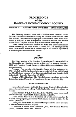 PROCEEDINGS of the HAWAIIAN ENTOMOLOGICAL SOCIETY