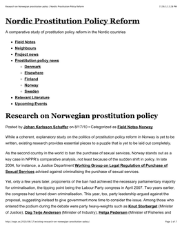 Research on Norwegian Prostitution Policy | Nordic Prostitution Policy Reform 7/29/12 2:28 PM