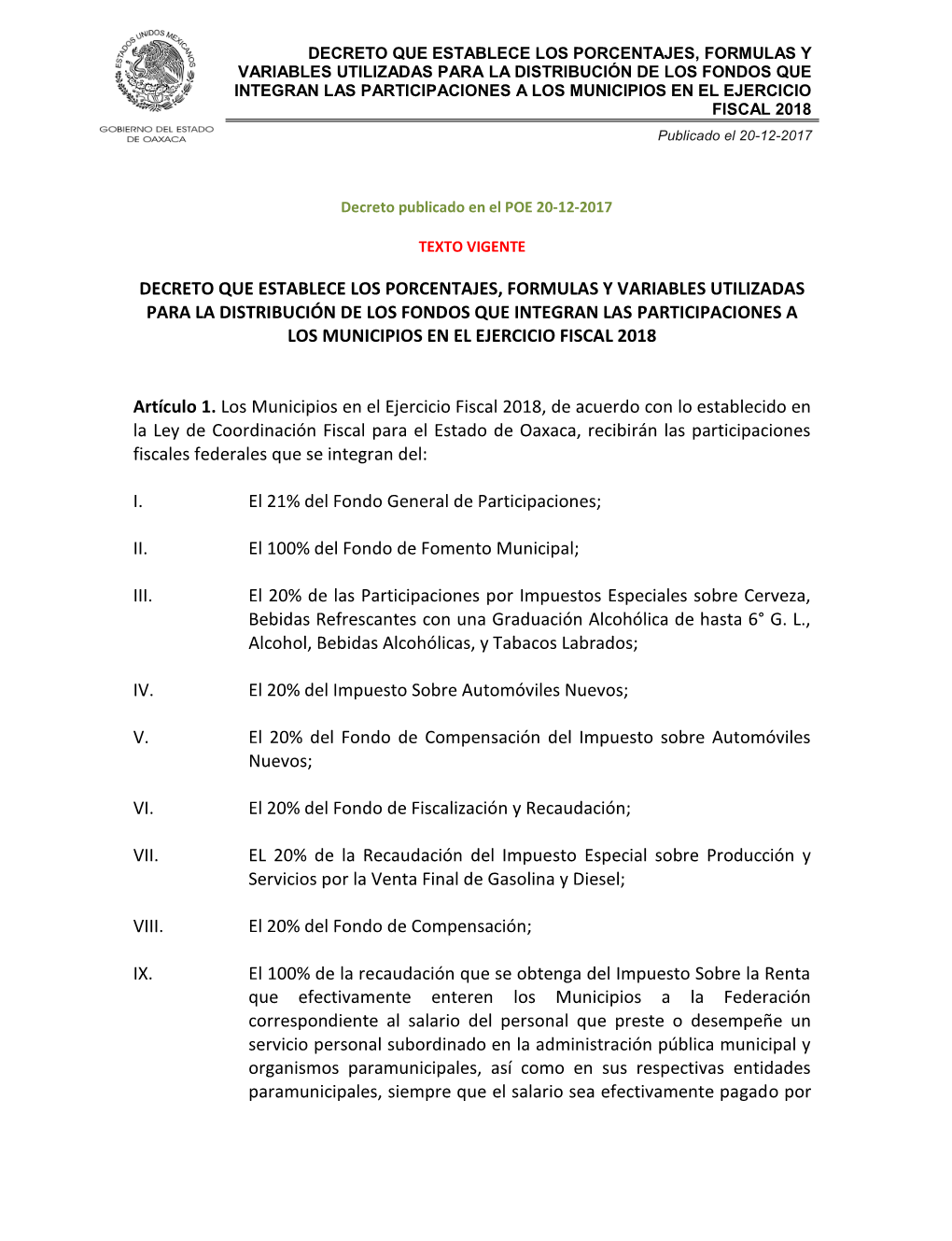 Ley General De Ingresos Municipales Del Estado De