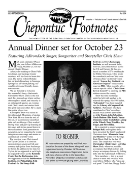 Annual Dinner Set for October 23 Featuring Adirondack Singer, Songwriter and Storyteller Chris Shaw