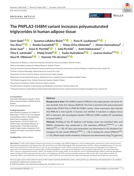 The PNPLA3‐I148M Variant Increases Polyunsaturated Triglycerides in Human Adipose Tissue