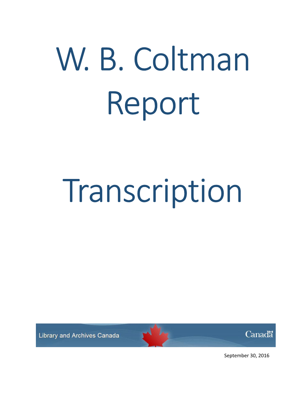 WB Coltman Report Transcription