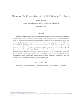 Corporate Tax Competition and Profit Shifting to Tax Havens