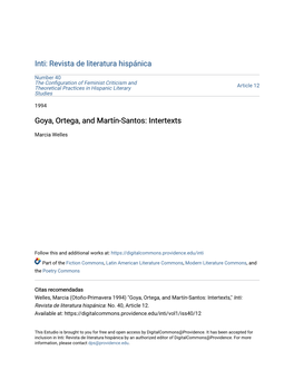 Goya, Ortega, and Martãłn-Santos: Intertexts