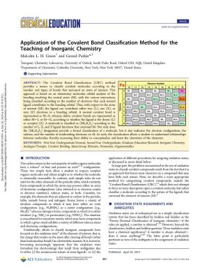 Application of the Covalent Bond Classification Method for The