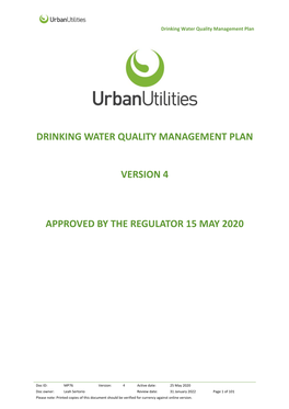 Drinking Water Quality Management Plan