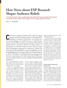 How News About ESP Research Shapes Audience Beliefs