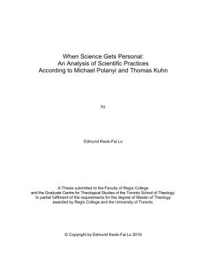 When Science Gets Personal: an Analysis of Scientific Practices According to Michael Polanyi and Thomas Kuhn