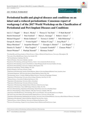 Periodontal Health and Gingival Diseases