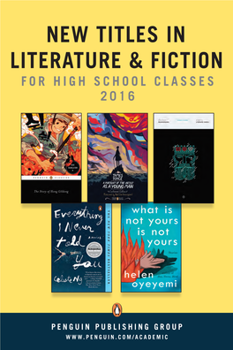 New Titles in Literature & Fiction
