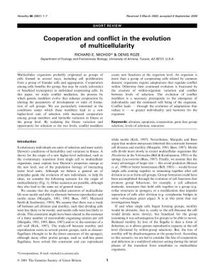 Cooperation and Conflict in the Evolution of Multicellularity