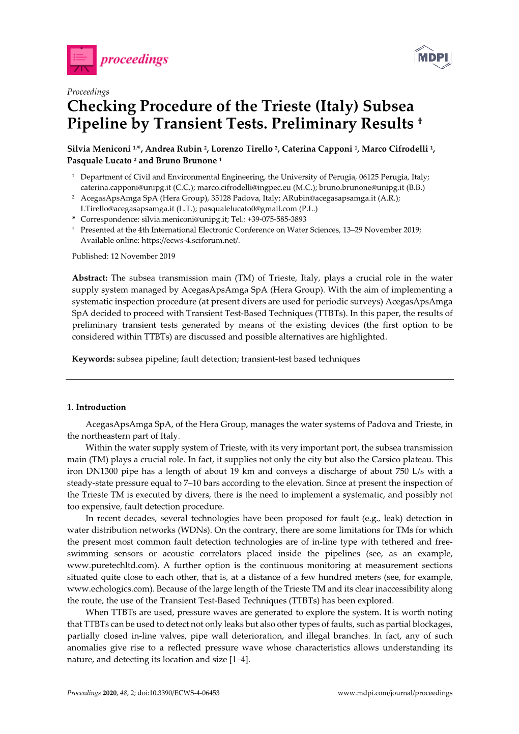 Italy) Subsea Pipeline by Transient Tests