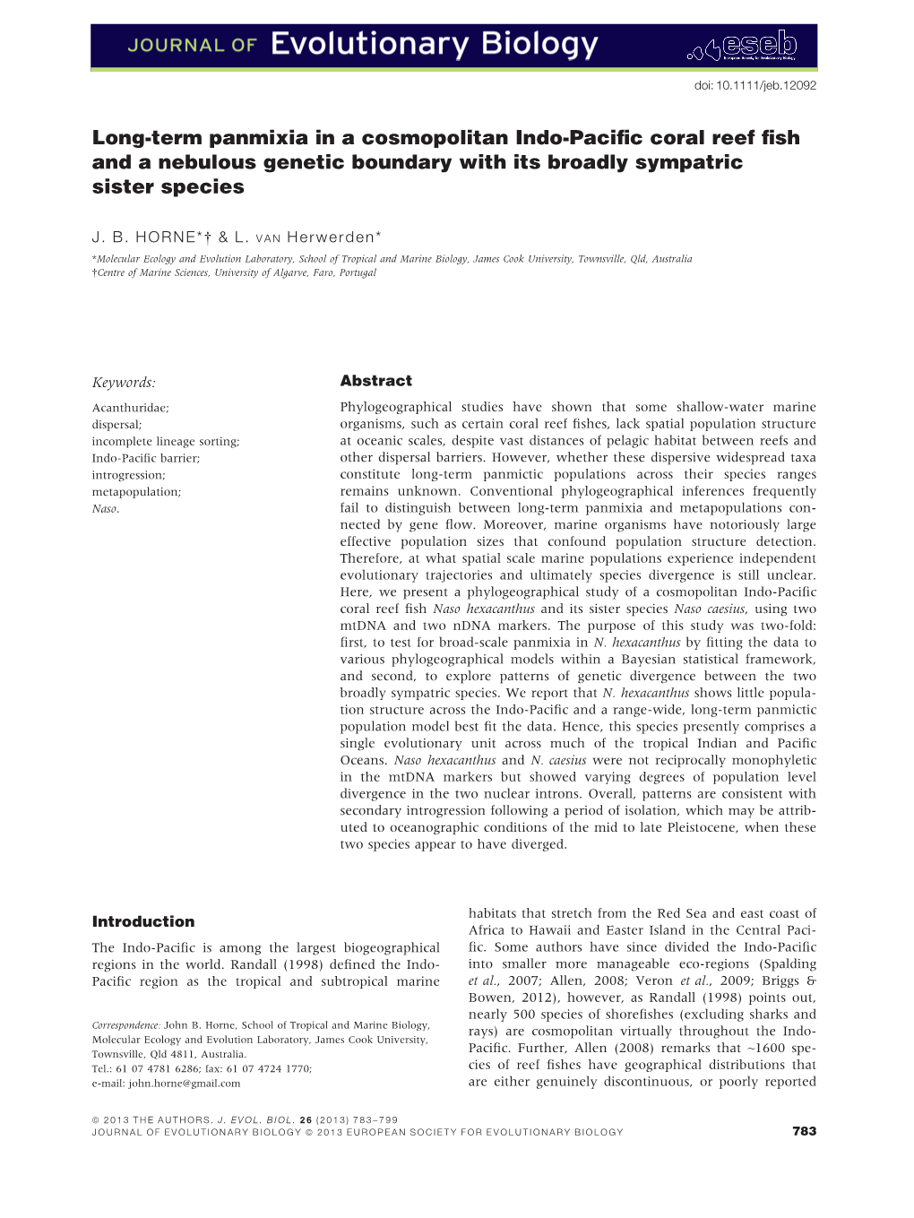 Long‐Term Panmixia in a Cosmopolitan Indo‐Pacific Coral