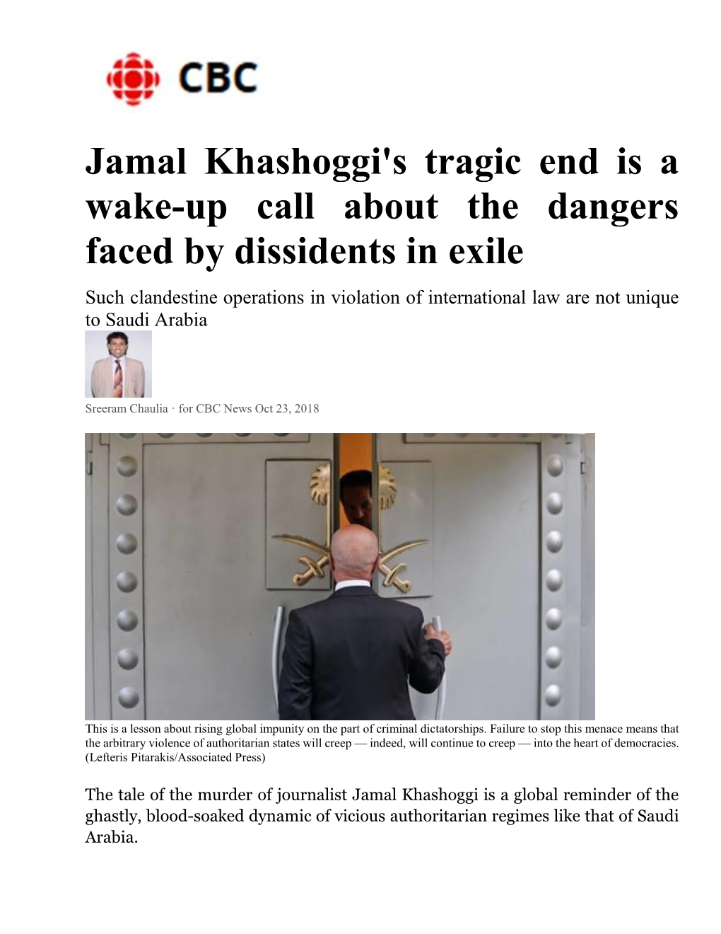 Jamal Khashoggi's Tragic End Is a Wake-Up Call About the Dangers