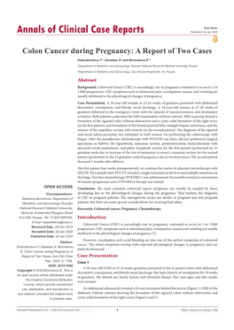 Colon Cancer During Pregnancy: a Report of Two Cases