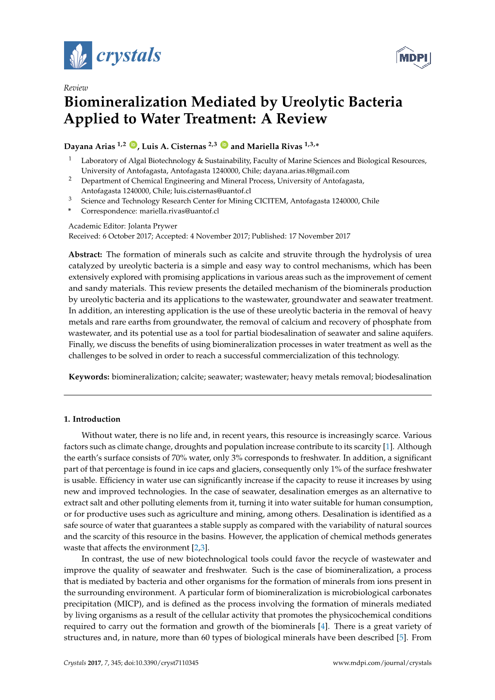 Biomineralization Mediated by Ureolytic Bacteria Applied to Water Treatment: a Review