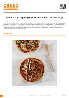 Linda Mccartney Vegan Shredded Hoisin Duck (6X300g)