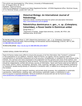 Historical Biology: an International Journal of Paleobiology