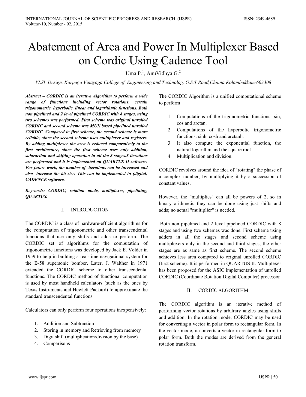 Abatement of Area and Power in Multiplexer Based on Cordic Using