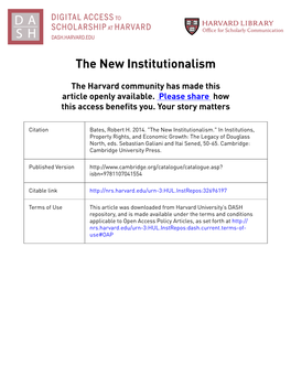 The New Institutionalism