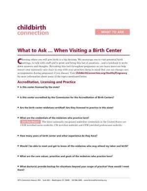What to Ask … When Visiting a Birth Center