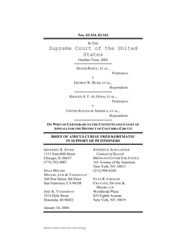 Brief of Amicus Curiae Fred Korematsu in Support of Petitioners