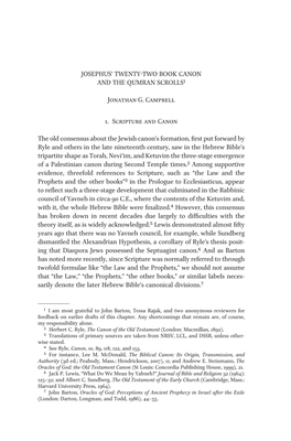 Josephus' Twenty-Two Book Canon and the Qumran Scrolls1 Jonathan