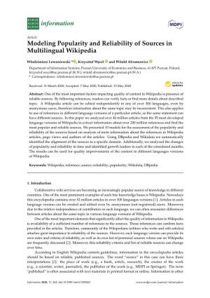 Modeling Popularity and Reliability of Sources in Multilingual Wikipedia