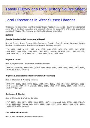 Local Directories in West Sussex Libraries