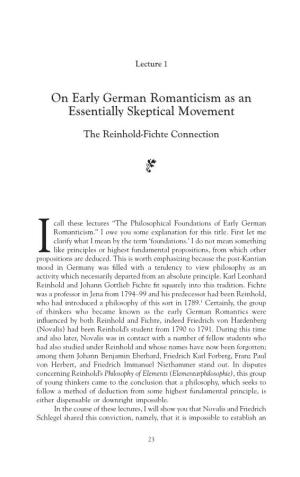 On Early German Romanticism As an Essentially Skeptical Movement