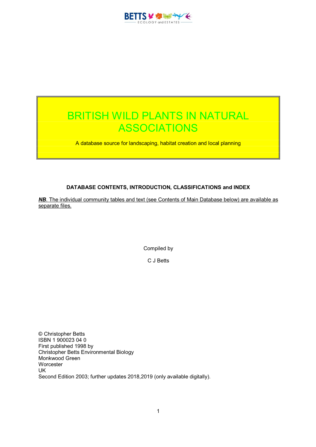 British Wild Plants in Natural Associations