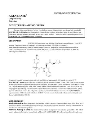 AGENERASE® (Amprenavir) Capsules