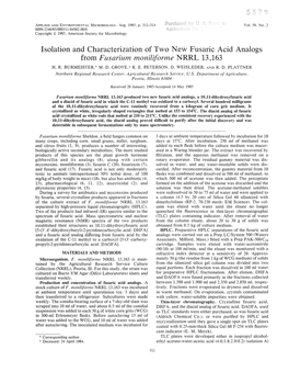 Isolation and Characterization of Two New Fusaric Acid Analogs from Fusarllun Lnonilijonne NRRL 13,163