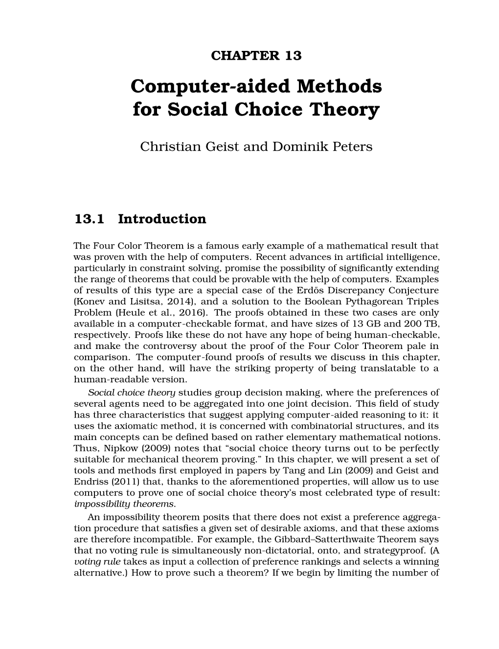 Computer-Aided Methods for Social Choice Theory