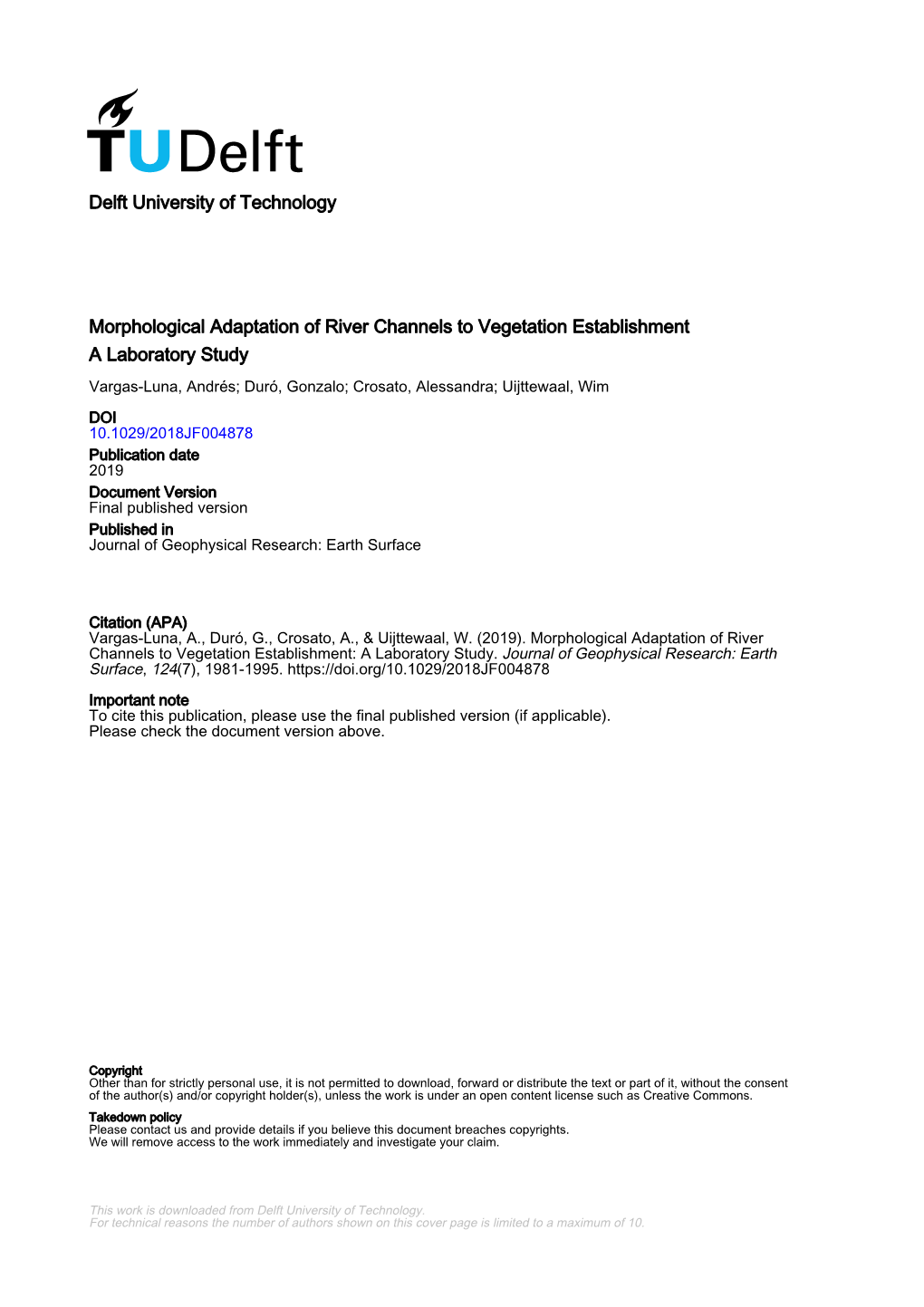 Morphological Adaptation of River Channels to Vegetation