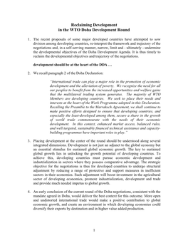 Reclaiming Development in the WTO Doha Development Round