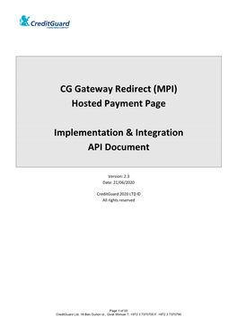 CG Gateway Redirect (MPI) Hosted Payment Page