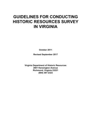 Guidelines for Conducting Historic Resources Survey in Virginia