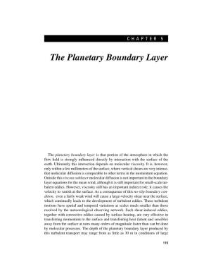 The Planetary Boundary Layer