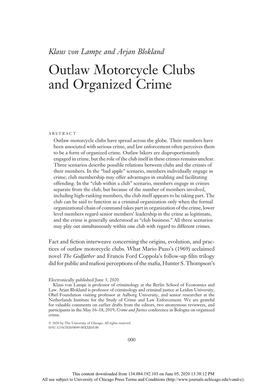 Outlaw Motorcycle Clubs and Organized Crime